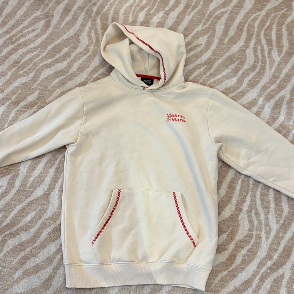 Maker’s Mark Cream Hoodie with Red Stitching